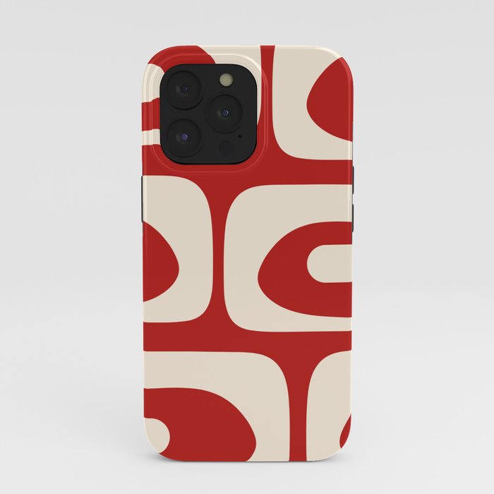 Retro Piquet Mid Century Modern Abstract Pattern in Red and Almond Cream iPhone Case Gallery Image 39