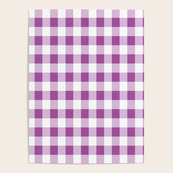 Gingham Large Lavender Amethyst White Poster Gallery Image 4