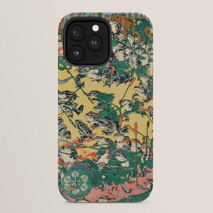 Frog Battle Japanese Print by Kawanabe Kyosai, 1864 iPhone Case Gallery Image 24