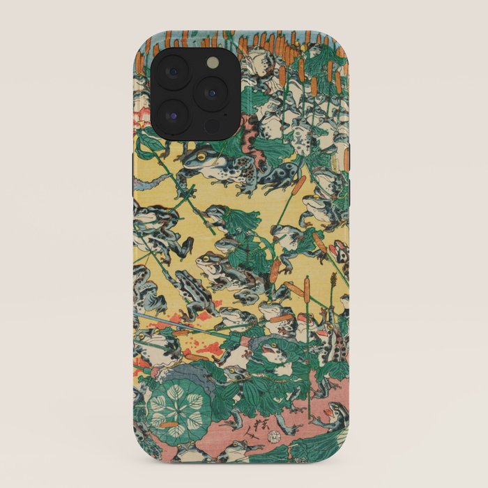 Frog Battle Japanese Print by Kawanabe Kyosai, 1864 iPhone Case Gallery Image 40