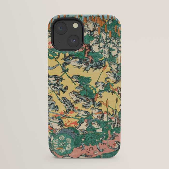 Frog Battle Japanese Print by Kawanabe Kyosai, 1864 iPhone Case Gallery Image 21