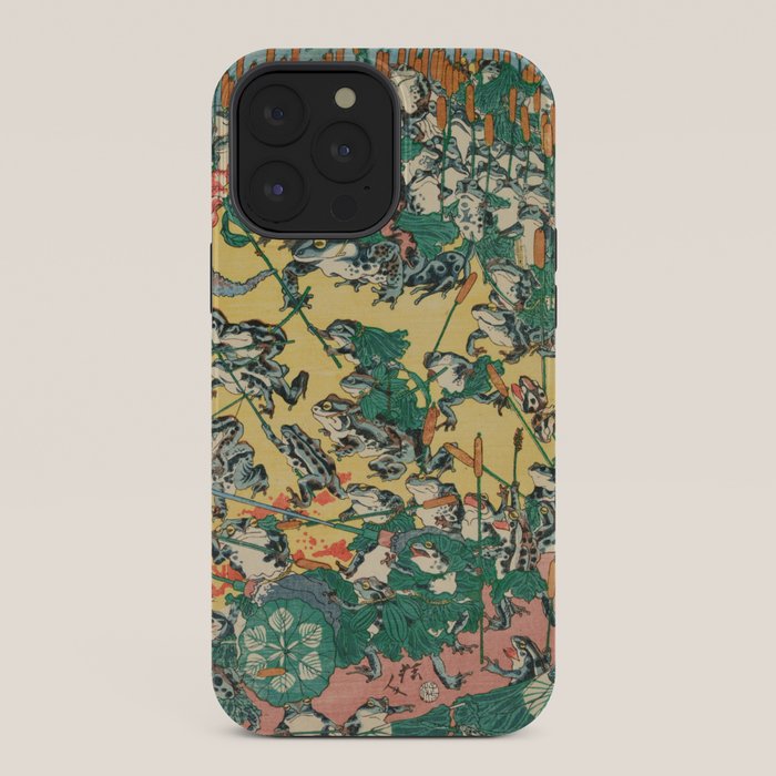 Frog Battle Japanese Print by Kawanabe Kyosai, 1864 iPhone Case Gallery Image 36