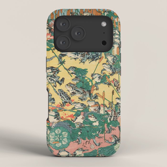 Frog Battle Japanese Print by Kawanabe Kyosai, 1864 iPhone Case Gallery Image 3
