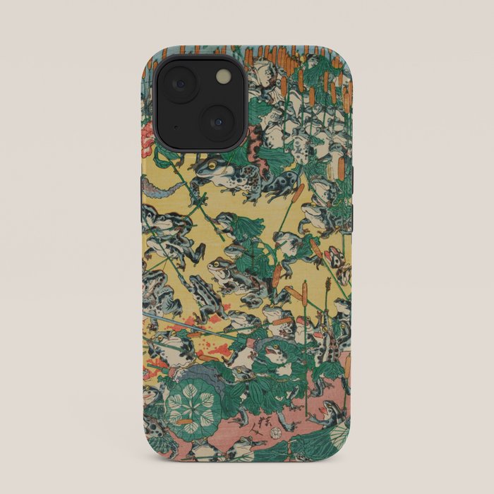 Frog Battle Japanese Print by Kawanabe Kyosai, 1864 iPhone Case Gallery Image 33