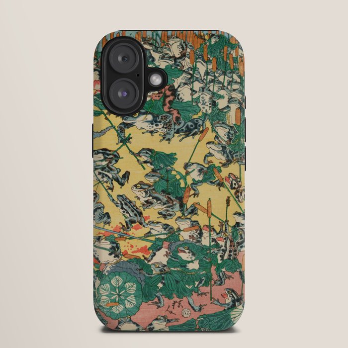 Frog Battle Japanese Print by Kawanabe Kyosai, 1864 iPhone Case Gallery Image 9