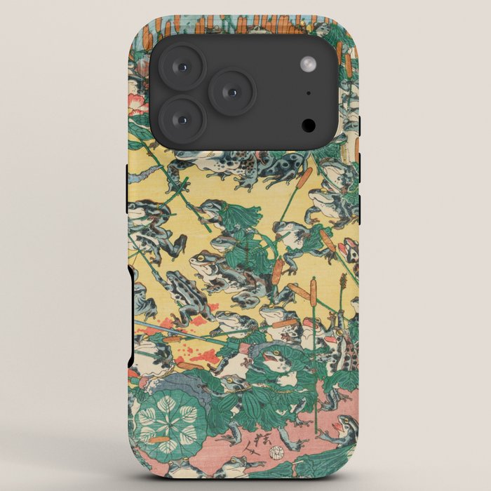 Frog Battle Japanese Print by Kawanabe Kyosai, 1864 iPhone Case Gallery Image 7