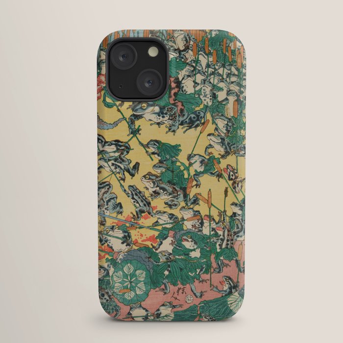 Frog Battle Japanese Print by Kawanabe Kyosai, 1864 iPhone Case Gallery Image 17