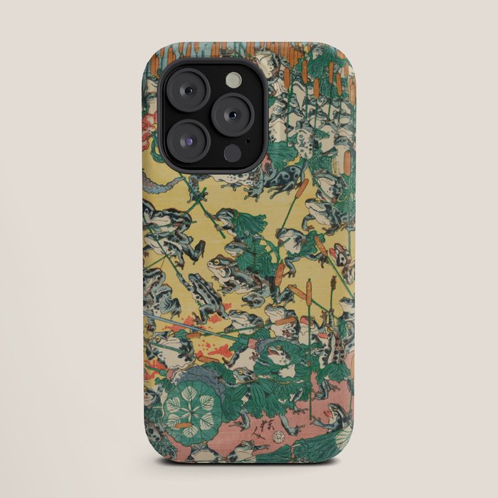 Frog Battle Japanese Print by Kawanabe Kyosai, 1864 iPhone Case Gallery Image 19