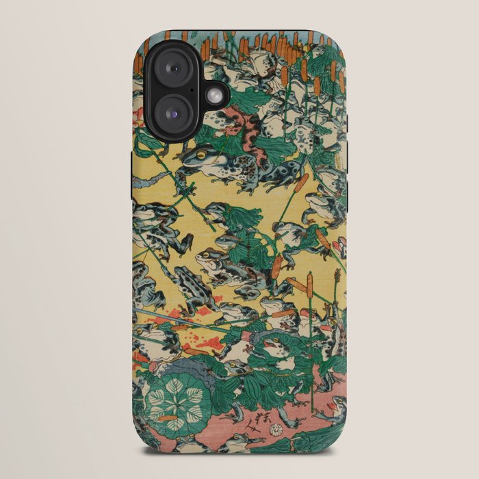 Frog Battle Japanese Print by Kawanabe Kyosai, 1864 iPhone Case Gallery Image 10