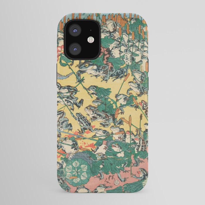 Frog Battle Japanese Print by Kawanabe Kyosai, 1864 iPhone Case Gallery Image 41