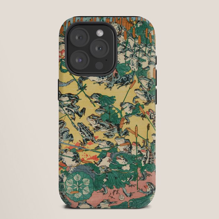Frog Battle Japanese Print by Kawanabe Kyosai, 1864 iPhone Case Gallery Image 11