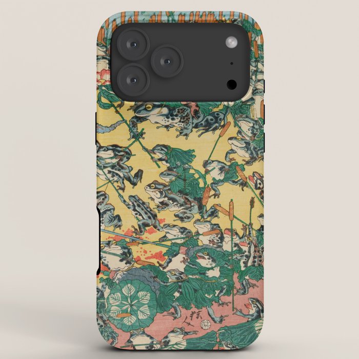 Frog Battle Japanese Print by Kawanabe Kyosai, 1864 iPhone Case Gallery Image 8