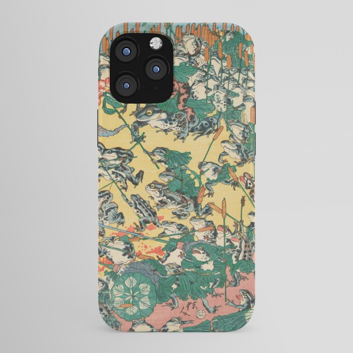 Frog Battle Japanese Print by Kawanabe Kyosai, 1864 iPhone Case Gallery Image 43