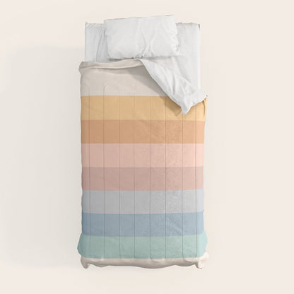 Pastel Retro Rainbow Stripes Comforter Gallery Image 9