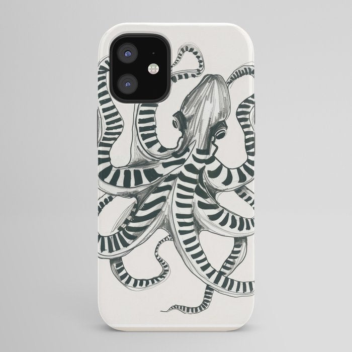 Striped Octopus Ink Drawing iPhone Case Gallery Image 42