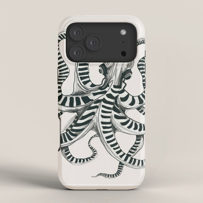 Striped Octopus Ink Drawing iPhone Case Gallery Image 4