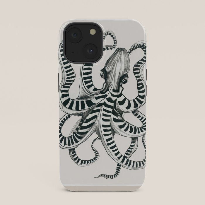 Striped Octopus Ink Drawing iPhone Case Gallery Image 33