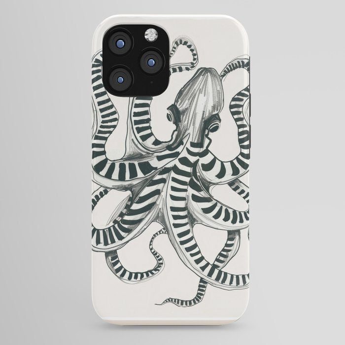 Striped Octopus Ink Drawing iPhone Case Gallery Image 44