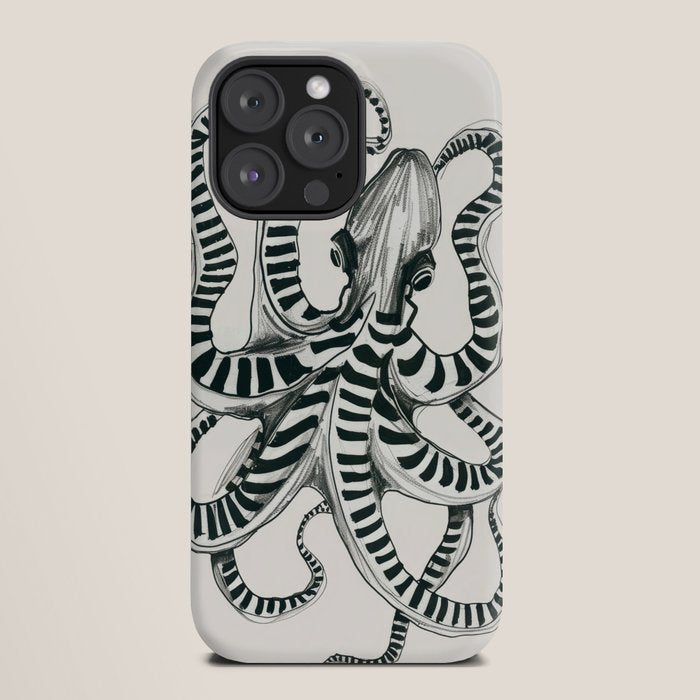 Striped Octopus Ink Drawing iPhone Case Gallery Image 20