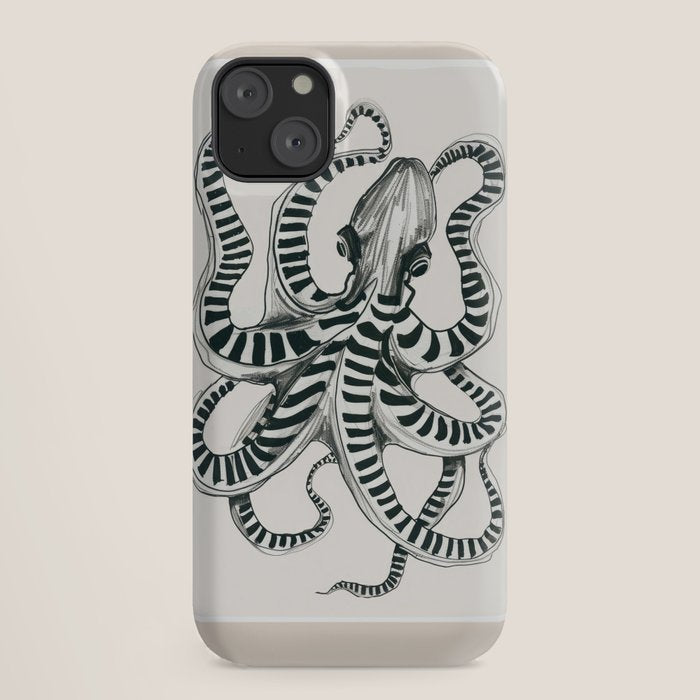 Striped Octopus Ink Drawing iPhone Case Gallery Image 18
