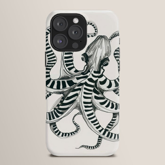 Striped Octopus Ink Drawing iPhone Case Gallery Image 16