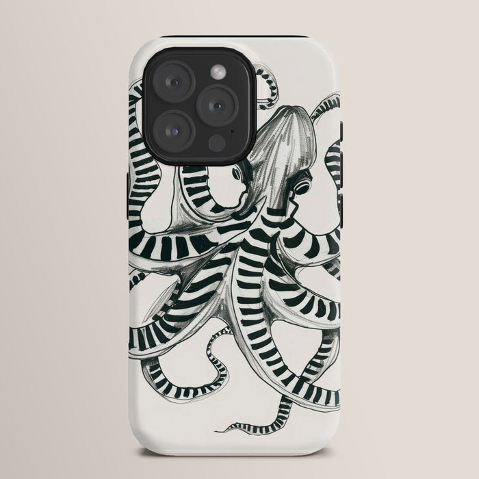 Striped Octopus Ink Drawing iPhone Case Gallery Image 15