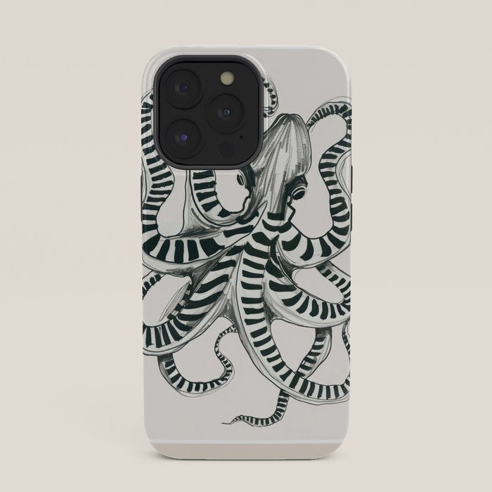 Striped Octopus Ink Drawing iPhone Case Gallery Image 35