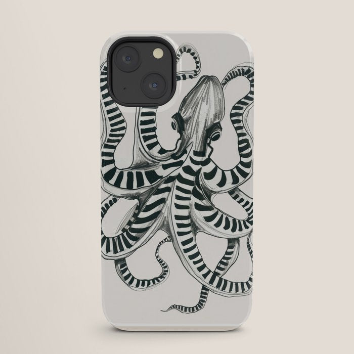 Striped Octopus Ink Drawing iPhone Case Gallery Image 25