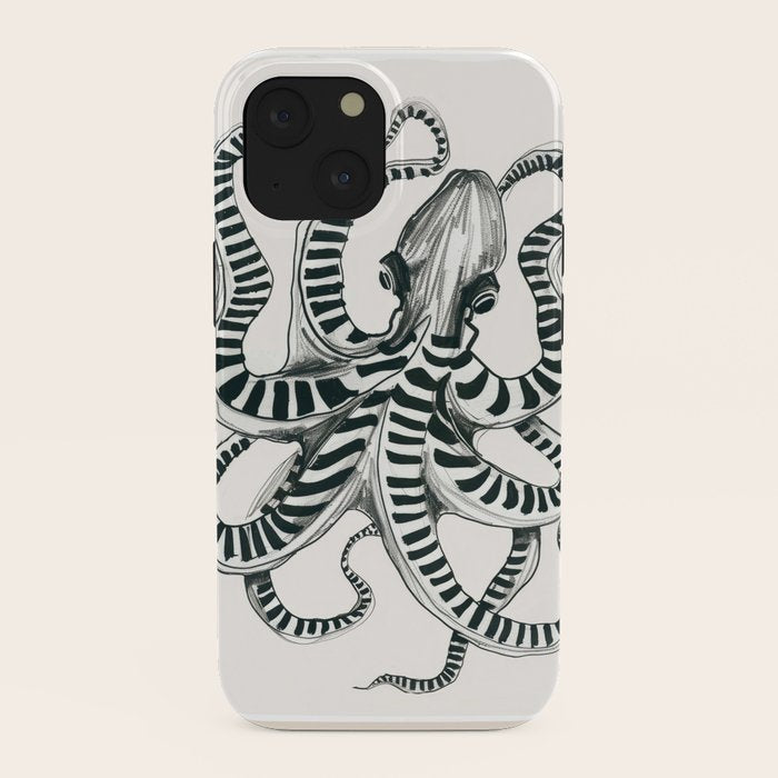 Striped Octopus Ink Drawing iPhone Case Gallery Image 38
