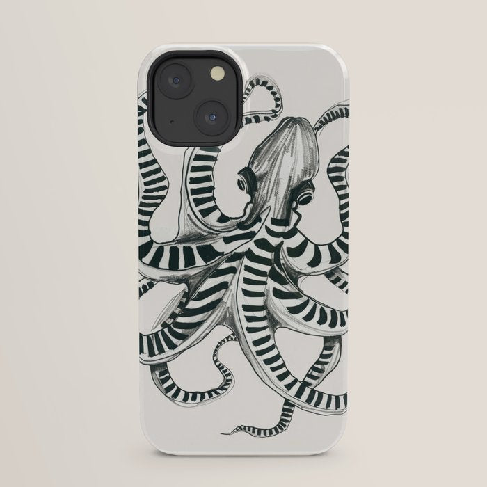 Striped Octopus Ink Drawing iPhone Case Gallery Image 29