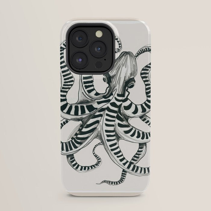 Striped Octopus Ink Drawing iPhone Case Gallery Image 23