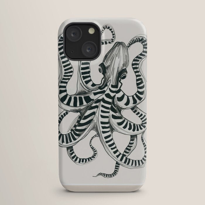 Striped Octopus Ink Drawing iPhone Case Gallery Image 17