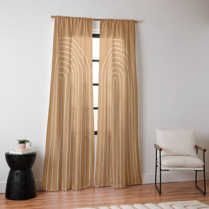Minimal Arch XXII Bright 70s Orange Modern Geometric Lines Window Curtain Gallery Image 10