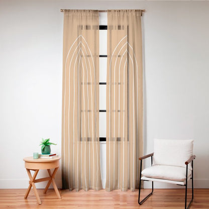 Minimal Arch XXII Bright 70s Orange Modern Geometric Lines Window Curtain Gallery Image 24