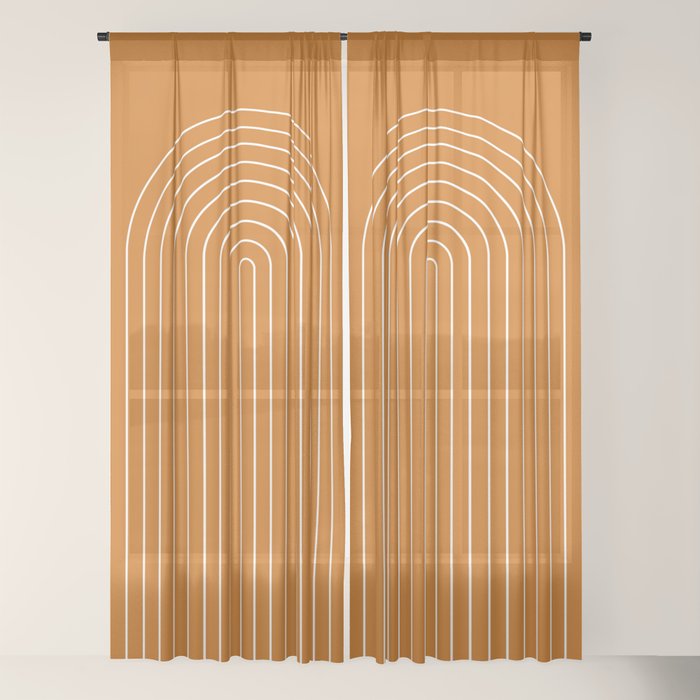 Minimal Arch XXII Bright 70s Orange Modern Geometric Lines Window Curtain Gallery Image 22