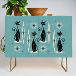 Mid Century Meow Retro Atomic Cats on Blue Credenza Gallery Image 1