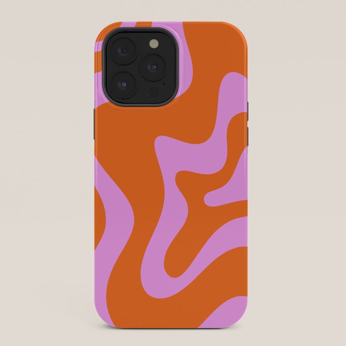 Retro Liquid Swirl Abstract Pattern in Hot Pink and Red-Orange iPhone Case Gallery Image 36