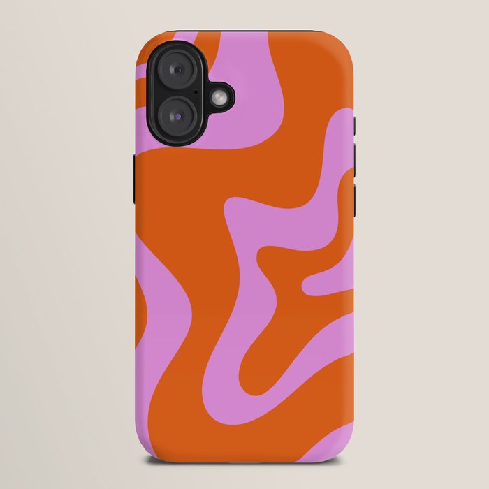 Retro Liquid Swirl Abstract Pattern in Hot Pink and Red-Orange iPhone Case Gallery Image 10