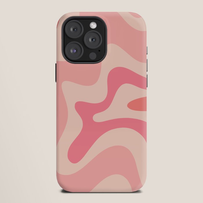 Retro Liquid Swirl Abstract Pattern Square In Blush Pink Tones iPhone Case Gallery Image 12