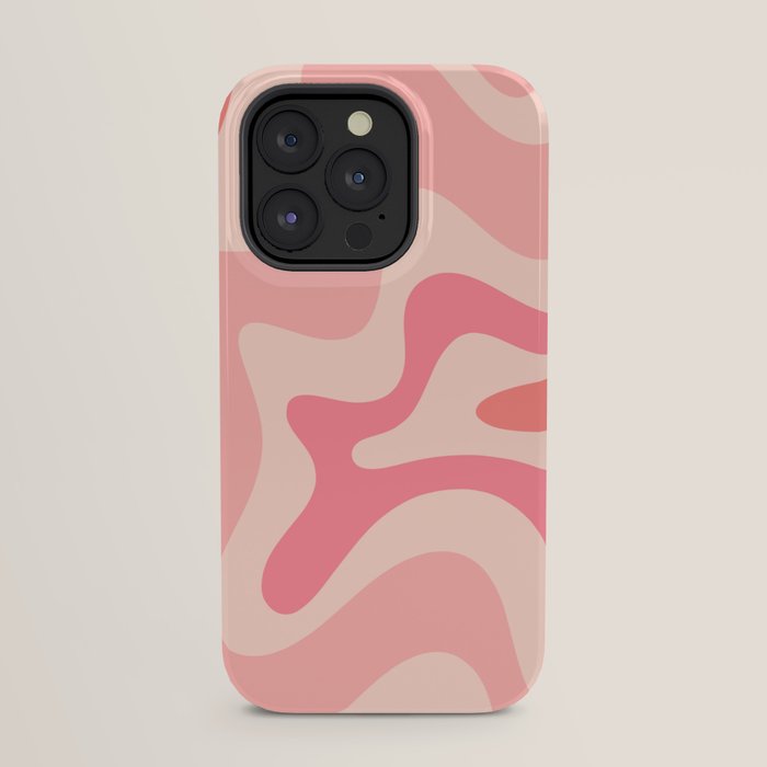 Retro Liquid Swirl Abstract Pattern Square In Blush Pink Tones iPhone Case Gallery Image 31