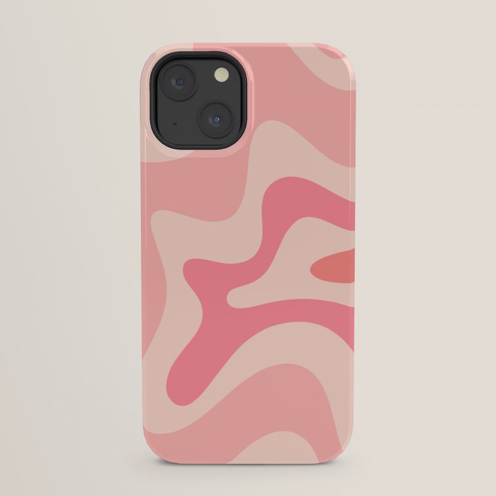 Retro Liquid Swirl Abstract Pattern Square In Blush Pink Tones iPhone Case Gallery Image 29