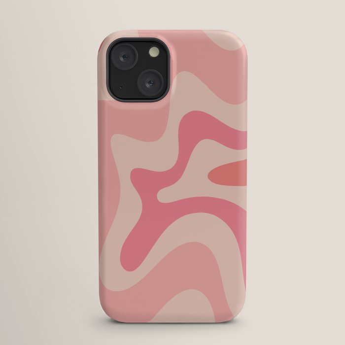 Retro Liquid Swirl Abstract Pattern Square In Blush Pink Tones iPhone Case Gallery Image 17