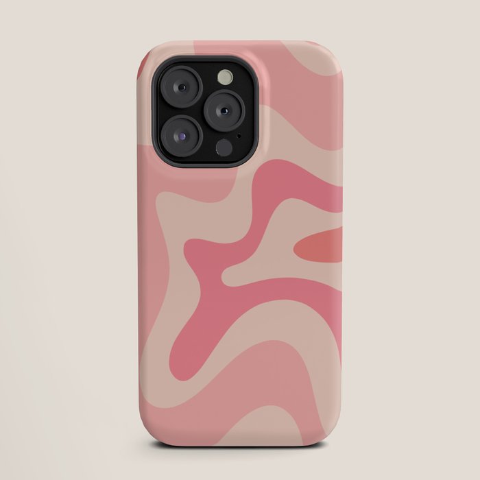 Retro Liquid Swirl Abstract Pattern Square In Blush Pink Tones iPhone Case Gallery Image 19