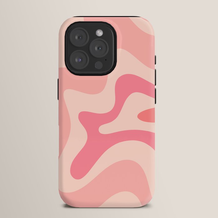 Retro Liquid Swirl Abstract Pattern Square In Blush Pink Tones iPhone Case Gallery Image 15