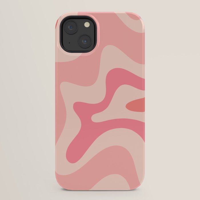 Retro Liquid Swirl Abstract Pattern Square In Blush Pink Tones iPhone Case Gallery Image 30
