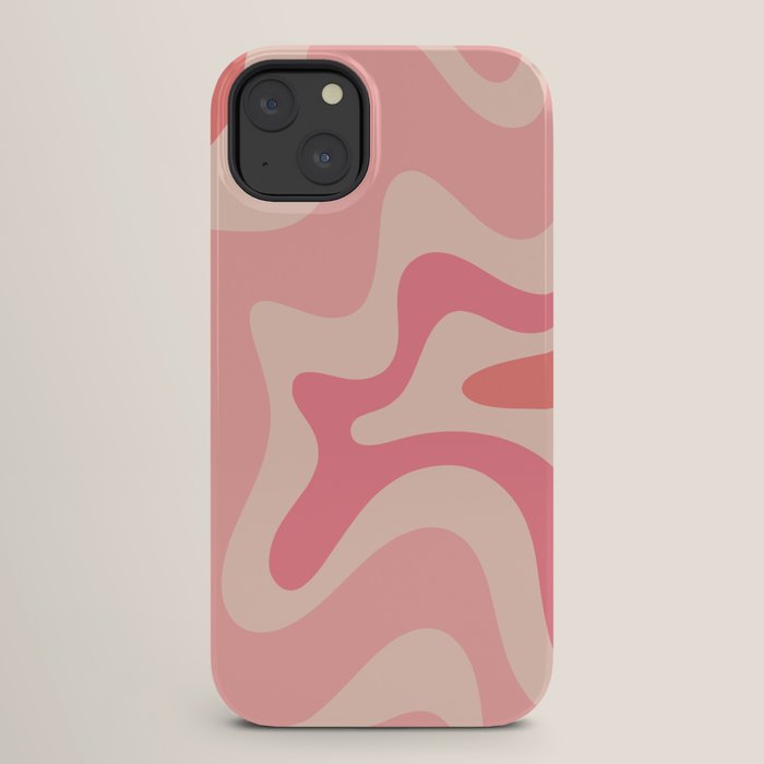 Retro Liquid Swirl Abstract Pattern Square In Blush Pink Tones iPhone Case Gallery Image 26