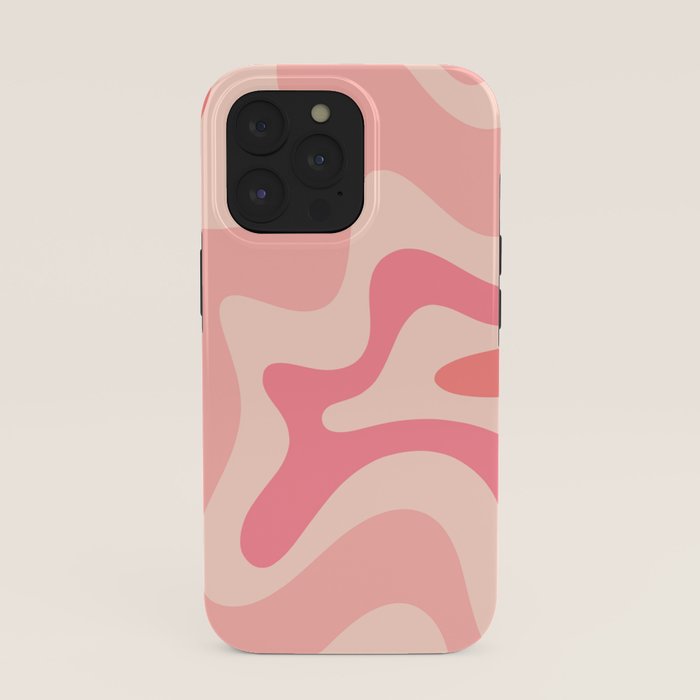 Retro Liquid Swirl Abstract Pattern Square In Blush Pink Tones iPhone Case Gallery Image 39