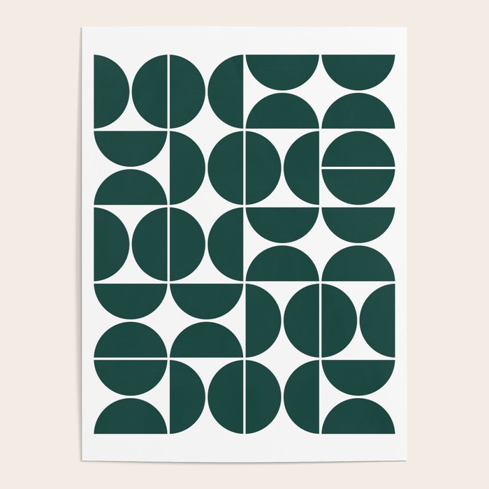 Mid Century Modern Geometric 04 Dark Green Poster Gallery Image 2