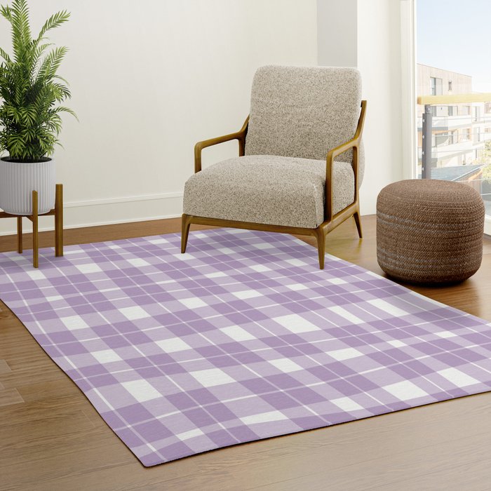 Wavy Plaid Lilac White Rug Gallery Image 3