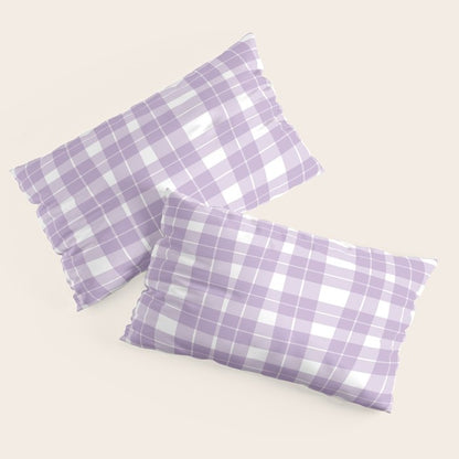 Wavy Plaid Lilac White Pillow Sham Gallery Image 2